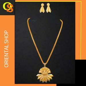 Juego de pendientes de collar de la mejor calidad con collar de diseño premium chapado en oro de 22 quilates, juego de pendientes para mujer, joyería - Product Image 2