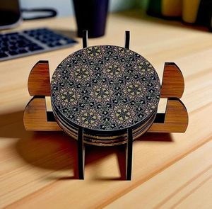 Posavasos de Madera Estilo Bohemio, Ecológico, Hecho a Mano, con Madera Natural y Diseño Personalizado para Decoración del Hogar - Product Image 5