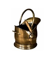 Seau à charbon décoratif de forme ronde en métal argenté galvanisé de finition antique