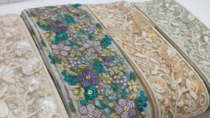 Bordure en dentelle brodée florale sur mesure de 2,5 pouces de largeur pour saris de mariée et conception de vêtements de fête, qualité supérieure - Product Image 3