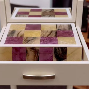 Handmade Multicolor Checkered Bone Inlay Resin Jewelry <b>Box</b> Decorative <b>Keepsake</b> Organizer for Storage Artisan Gift <b>Box</b> - Product Image 3