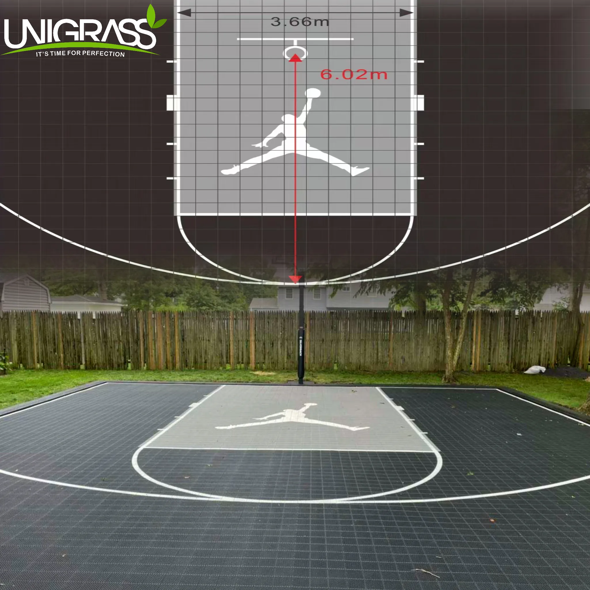 UNIPpインターロッキングポータブルスポーツコート素材プラスチックタイル屋外一時バスケットボールバレーボールフローリング