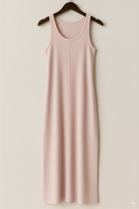 Vestido Largo Ajustado de Punto Acanalado con Manga Corta, Diseño 2026, Elegante, Casual, Lavable, para Mujer - Product Image 2