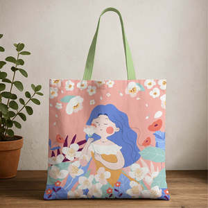 Grand sac fourre-tout en toile pour jardin féerique, avec fermeture éclair, résistant à l'eau, motif dessin animé, doux, idéal pour les saisons d'automne et de printemps - Product Image 1