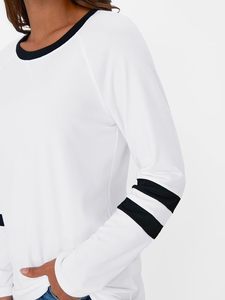 เสื้อเชิ้ตแขนยาวผู้หญิงสีขาวลำลองเสื้อคอกลมเสื้อยืดพื้นฐานเสื้อยืดแฟชั่นฤดูใบไม้ร่วงชุดอินเทรนด์ - Product Image 5