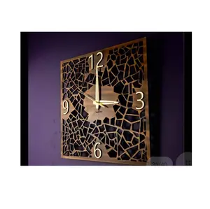 Jam dinding logam besi jam dinding logam indah jam gantung emas dan hitam jam dinding logam dekoratif
