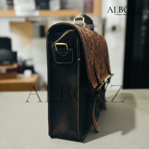 Porte-documents d'affaires bohème unisexe usiné à la main avec fermeture éclair vintage pour ordinateur portable sac à bandoulière durable au prix d'usine - Product Image 4