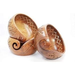 Cuenco de hilo extragrande con tapa para tejer ganchillo, de madera de acacia, duradero, extra fuerte, disponible a bajo precio - Product Image 3