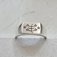 Handgefertigter Massiver 925 Silber Bahai-Glaube Neunzackiger Stern Vergoldeter Niedlicher Ewigkeitsring Siegelring Religiöses Hochzeitssymbol Fein