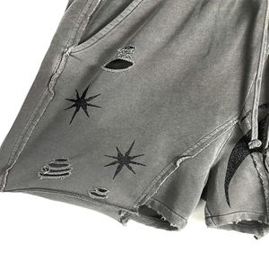 Wholesale Summer <b>Men's</b> <b>Shorts</b> Acid Wash Loose Baggy High Streetwear <b>Quick</b> <b>Dry</b> Vintage Logo Printed Ripped Distressed <b>Shorts</b> - Product Image 5