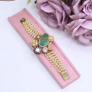 Attractive Gold Finish Premium Quality CZ Stones Look <b>Bracelet</b> for Wedding and Engagement Collection Party Wear For Women - Product Image 2