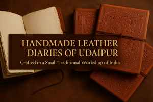 Journal en cuir de terre cuite artisanal de luxe, couverture gaufrée à la main, pages imprimées en gravure, fabriqué en cuir de chèvre et de mouton, pur recyclé - Product Image 6