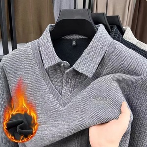 Chemises à manches longues pour hommes, t-shirts, hauts, polaire, chaud, décontracté, affaires, t-shirts 100% coton, écologiques, respirants, vente chaude - Product Image 6