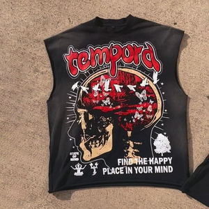 Camiseta sin Mangas para Hombre Tempora, Estampado de Calavera, Estilo Urbano, Cuello Redondo, Jersey de Algodón, Corte Regular, Logotipo en la Espalda - Product Image 1