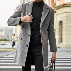 Abrigo largo para hombre con doble cierre frontal y estilo de diseño minimalista Abrigo de palangre clásico para hombre con Forro cálido - Product Image 6