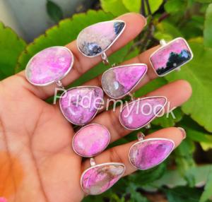 Bagues en laiton plaqué argent et calcite cobalt, faites à la main, style bohème, pour mariage et fiançailles, bijoux écologiques, mode féminine, vente en gros - Product Image 2