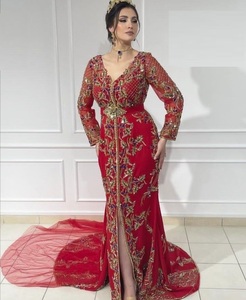 2023 belle robe Caftan avec broderie Zari Dabka travail cristal verre perles pierre faite lin soie pour les mariages stylet Design - Product Image 1