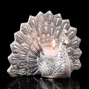 ที่ใส่เทียนรูปนกยูงแฮนด์เมดอินเดียที่วางเทียนตกแต่งบ้านที่ดีที่สุดที่วางเทียนนกยูงชุบทอง - Product Image 4