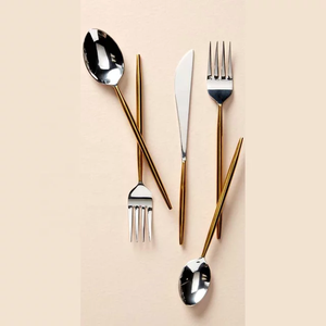 Nueva combinación de diseño de mango de madera, juego de cubiertos de acero, juego de cubiertos, cuchara, resina, cubiertos chapados para fiestas sostenibles, uso doméstico - Product Image 3