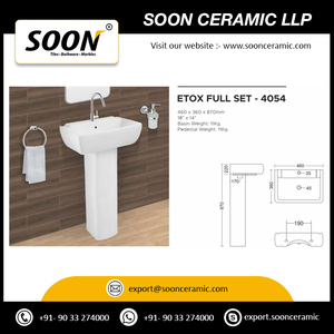 High Quality Modern Design Full Pedestal Set Wash <b>Basin</b> with 12L Capacity NSF Certified for Home Use From Indian Supplier - Product Image 2