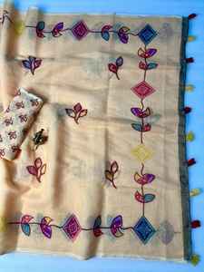 ผ้าลินินอินเดีย บูติกบอลลีวูด ผ้าส่าหรีแบบไม่พิมพ์ลาย งานฝีมือสุดพิเศษ ดีไซน์หรูหรา ล่าสุด คุณภาพพรีเมียม สำหรับผู้หญิง มีสินค้าในสต็อก ผ้าส่าหรีแบบมีสายห้อย - Product Image 4