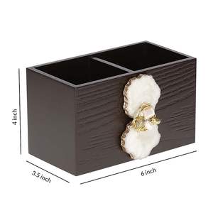 Porte-cuillères en bois brun rustique imprimé pour la cuisine à domicile, porte-cuillères en bois imprimé avec un design traditionnel à motifs imprimés - Product Image 3