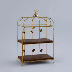 Gold Creative Metal <b>Cake</b> <b>Stand</b> Simple Design Handmade Rectangle Shape 2 Tier Food Grade Eco-Friendly Opp Bag Wholesale Price - Product Image 3