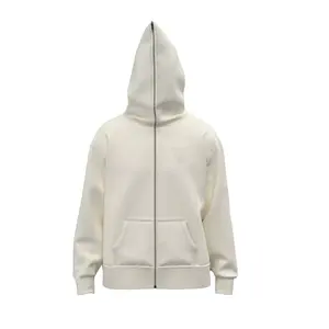 Men Oversized Heavyweight Fuzzy White Full Zip Up White Color Hoodie For Men Made By Creative International