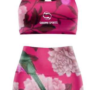 Ensemble de vêtements de sport pour femmes, 2 pièces, uni, yoga, gym, fitness, avec logo sur le devant - soutien-gorge de sport et legging, vêtements de sport fabriqués - Product Image 3