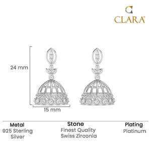 Pendientes Jhumki y Jhumka de Plata 925 Premium para Mujer, con Forma de Campana y Corte Marquesa, con Diamantes, para Boda y Compromiso - Product Image 5