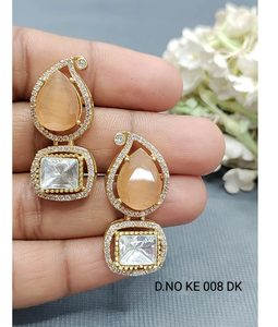 Boucles d'oreilles traditionnelles de style antique avec design en moissanite parfaites pour les vêtements ethniques et les fêtes d'Inde - Product Image 3