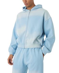 Sudadera con Capucha y Cremallera de Felpa 100% Algodón, Lavado Ácido, Decoloración al Sol, Estilo Deportivo, Holgada, Personalizada, de Alta Calidad para Hombre - Product Image 3