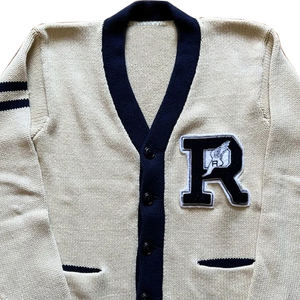 Cardigan en tricot unisexe d'hiver avec décoration brodée et motif patchwork, respirant et à séchage rapide, en laine/acrylique - Product Image 2