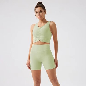 Conjunto Deportivo de Dos Piezas para Gimnasio, Brasier y Pantalones Cortos, Ropa Deportiva Transpirable, Conjuntos de Yoga con Compresión, Conjuntos de Fitness Reciclables para Gimnasio - Product Image 2