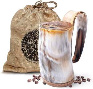 Taza de café y cerveza de cuerno para beber tallada vikinga natural hecha a mano personalizada para restaurantes de hoteles en casa de la India. - Product Image 3