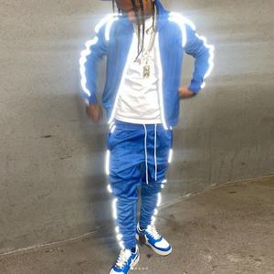 Men's Custom Eco-Friendly Plus Size <b>Summer</b> Jogging <b>Jacket</b> Track Suit Reflective 2-Piece Streetwear Tracksuit - Product Image 3