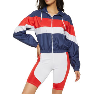 Latest Crop Zipper Windbreaker Jacket and Shorts Set <b>Nylon</b> Windbreaker Tracksuit <b>for</b> <b>Women</b> - Product Image 6
