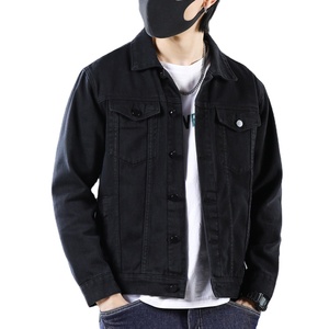 Vente en gros veste en jean vierge de haute qualité pour hommes veste en jean noir à manches longues et à un bouton nouveaux modèles personnalisés veste en jean pour hommes - Product Image 1