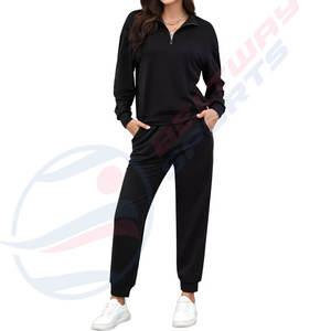 Half Zip Sweatshirt Quality Track Suit 2024 Women's <b>Pink</b> Gary Black Tracksuits Suits Private Label Blank Track Sweat Suits - Product Image 1