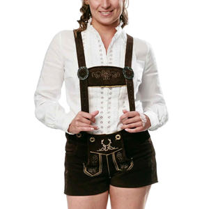Short bavarois authentique Lederhosen pour femmes tenue d'octoberfest Damen Wurst Fest Costume brun foncé - Product Image 3