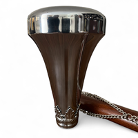 Bâton de mace à tête plate Gevon (Métal/Bois/Laiton/Acier) pour Tambour-major Cérémoniel, Origine Pakistan, Accessoire d'instrument de musique souple