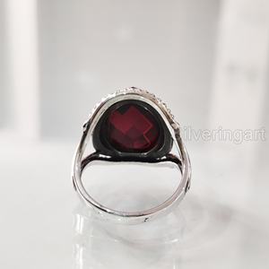 แหวนผู้หญิงลายตารางธรรมชาติโกเมนอัญมณี January birthary Stone Bohemian band แฮนด์เมดเครื่องประดับงานแต่งงานแหวนเงินสเตอร์ลิง925 - Product Image 6