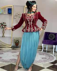 2025มาใหม่โมร็อกโก Caftan ปักด้วยมือผ้าไหมกำมะหยี่ระบายอากาศได้ชุดแต่งงานแบบสบายๆสำหรับชาวมุสลิม - Product Image 4