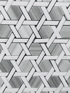 Mosaico Hexagonal de Piedra Ojo de Zorro, Mate, Blanco Lechoso y Negro, Moderno, para Pared Interior, Baño, Resistente al Agua - Product Image 3