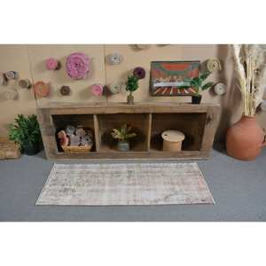 Vintage 2x5ft turc tapis Beige bleu Patchwork laine à la main grande surface Rectangle tapis Latex support pour adolescent chambre décor - Product Image 3