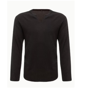 Hauts de sport pour hommes à manches longues, col en V, noirs, pour la musculation, la gym et l'entraînement - Product Image 2