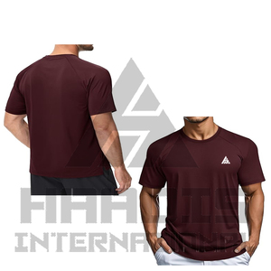 T-shirt en molleton pour homme à manches courtes personnalisé, 100% polyester, uni, séchage rapide, respirant, coupe classique, col rond, vêtements décontractés, 150g - Product Image 6