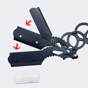 Wholesale Price Face Throat <b>Razor</b> Single Blade Stainless Steel Reusable Durable Men's Shaving Barbershop Folding Handle Custom - Product Image 2