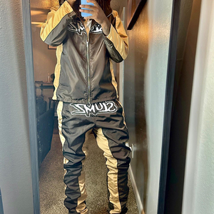 Ensemble survêtement personnalisé OEM, deux pièces, veste zippée et pantalon en nylon, survêtement en nylon avec fermeture éclair, survêtement coupe-vent - Product Image 6