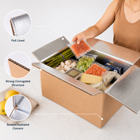 Boîte en carton ondulé laminé en feuille métallique recyclable, isolation thermique, chaîne du froid, livraison de viande et de fruits de mer, carton d'expédition